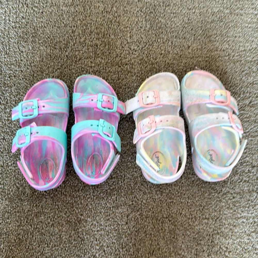 Lot of 2 Cat & Jack toddler rubber sandals, sz 8